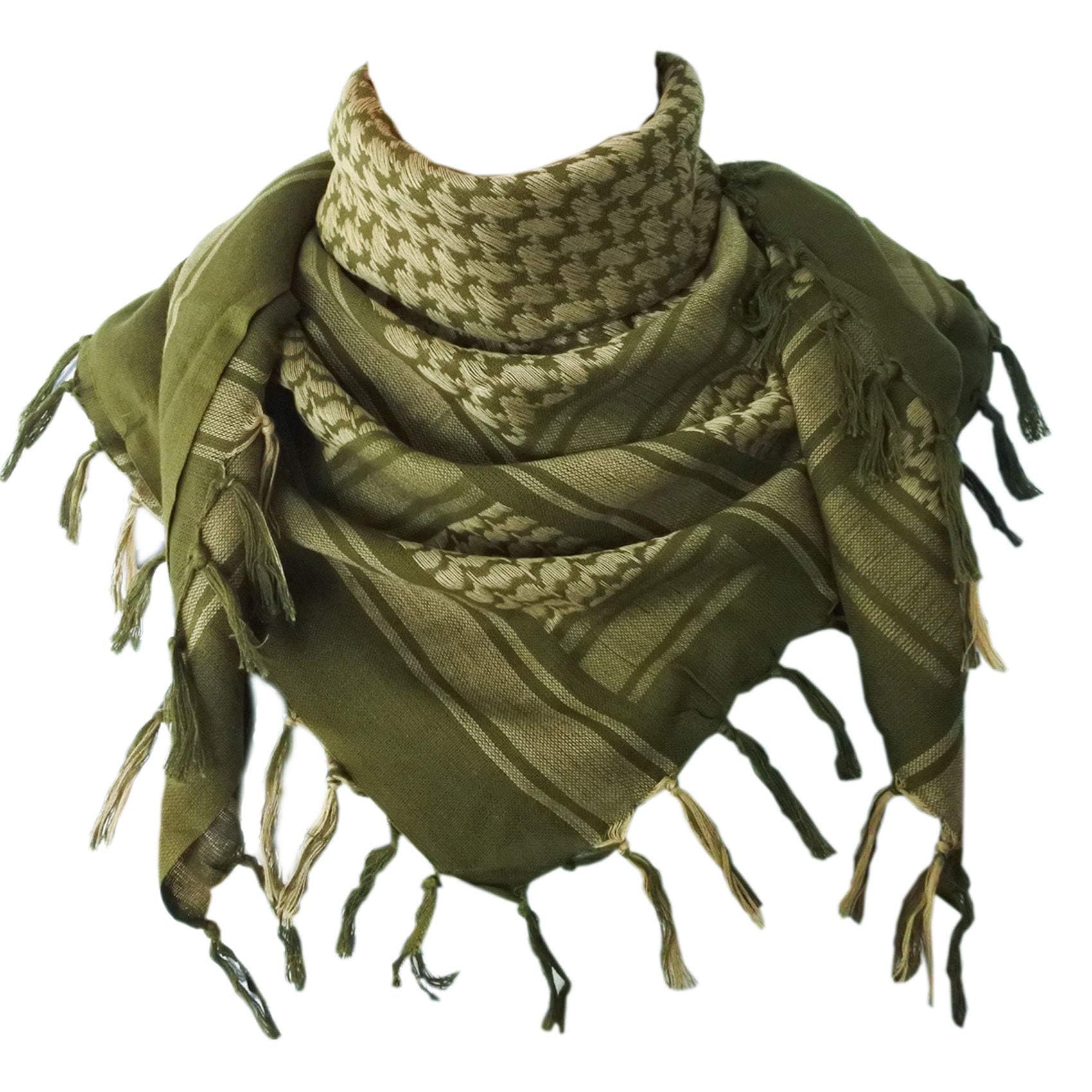 Explore Land Men's Foliage Cotton Shemagh Keffiyeh Tactical Desert Military Scarf Neck Head Wrap With Tassel For Wo 41 X 43 Inches (105 X 110 Cm)