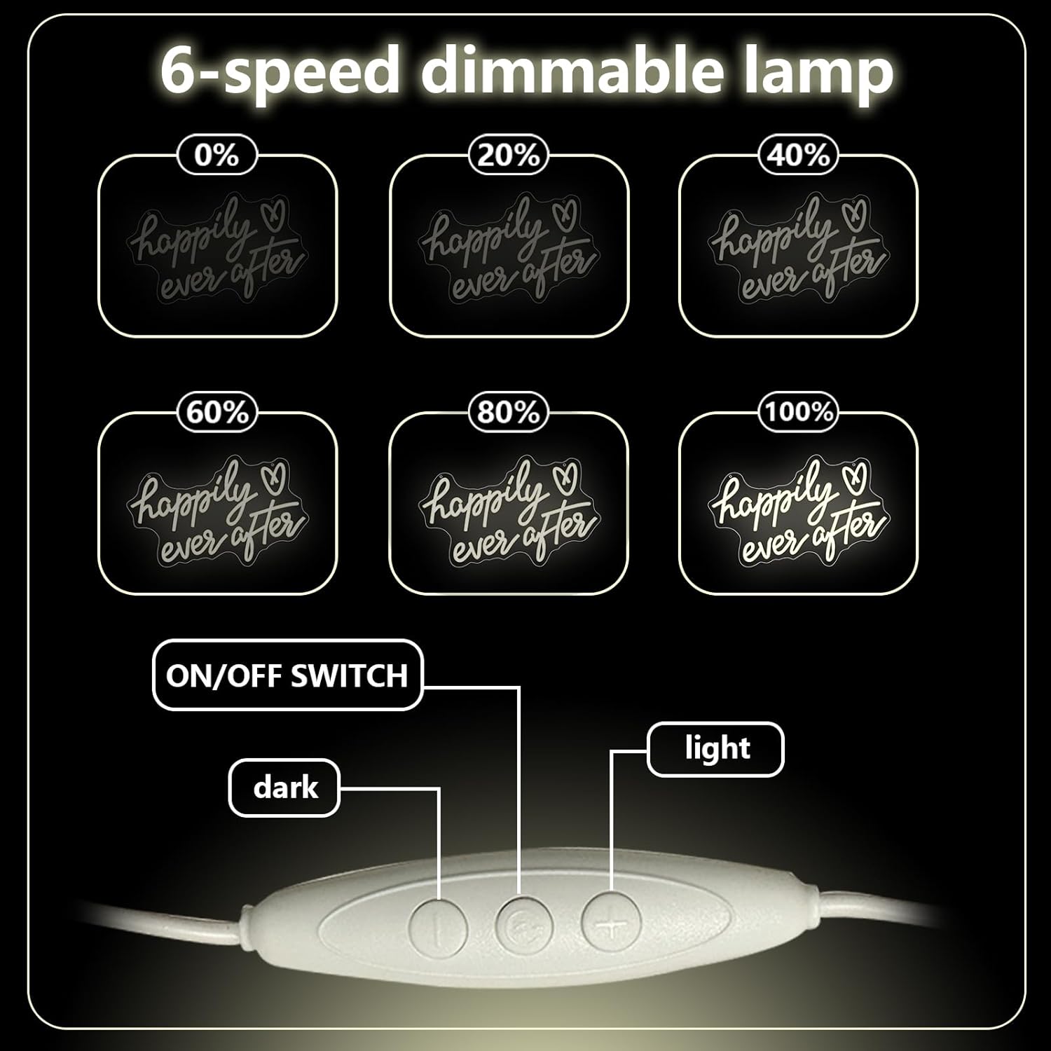 Happily Ever After Neon Sign Light, Wedding Led Neon Lights for Bachelorette Bridal Engagement Party Decoration Bridal Shower Wall Decor Valentine's Day Night Light Dimmable USB Powered(16.9"*10.6") - Image 4