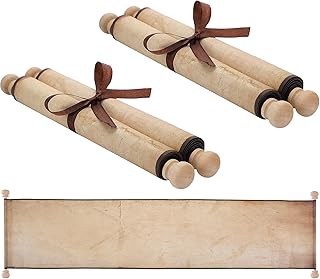 2 Pack Blank Paper Scrolls 7.5 x 31 Inches Scroll Paper Wrapped on Wood Rod for Writing, Drawing, Calligraphy, Wedding Vows, Invitation, Renaissance Festivals, Naughty or Nice List