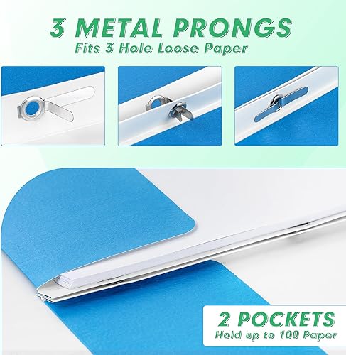 Miniatura 3 de PANDRI - Carpetas de dos bolsillos, paquete de 60 carpetas de dos bolsillos con puntas, diseñadas para oficina y aula, 5 colores surtidos, 2