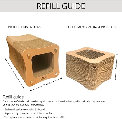 Miniatura 6 de KISSAKOTI Rascador recargable para gatos de interior, utiliza este poste rascador para gatos como túneles para gatos de interior, muebles de cartón