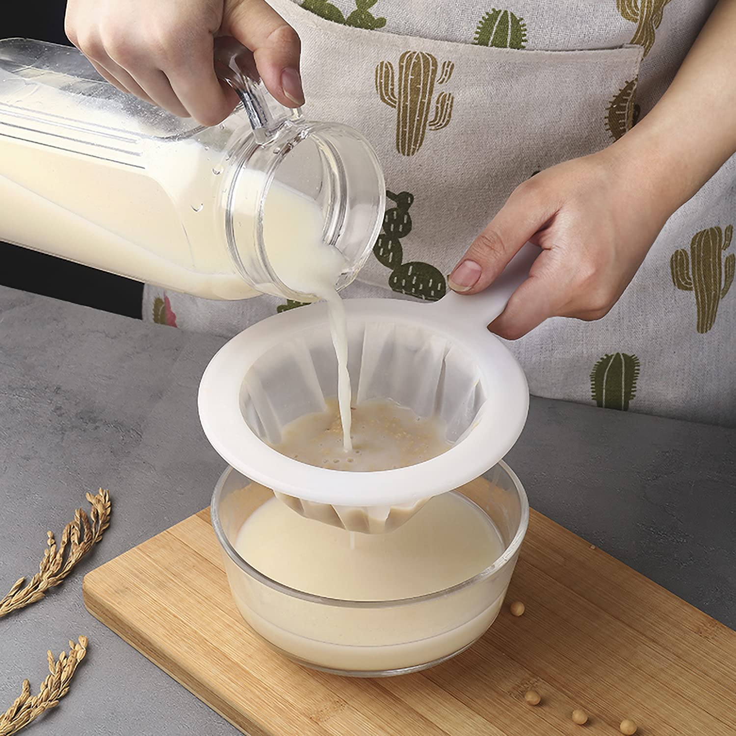 Colador de malla ultrafina de malla 100 para cocina, cuchara de filtro de malla de nailon con asa, herramienta de cocina para leche de soja, jugo, vino (1 unidad) 5