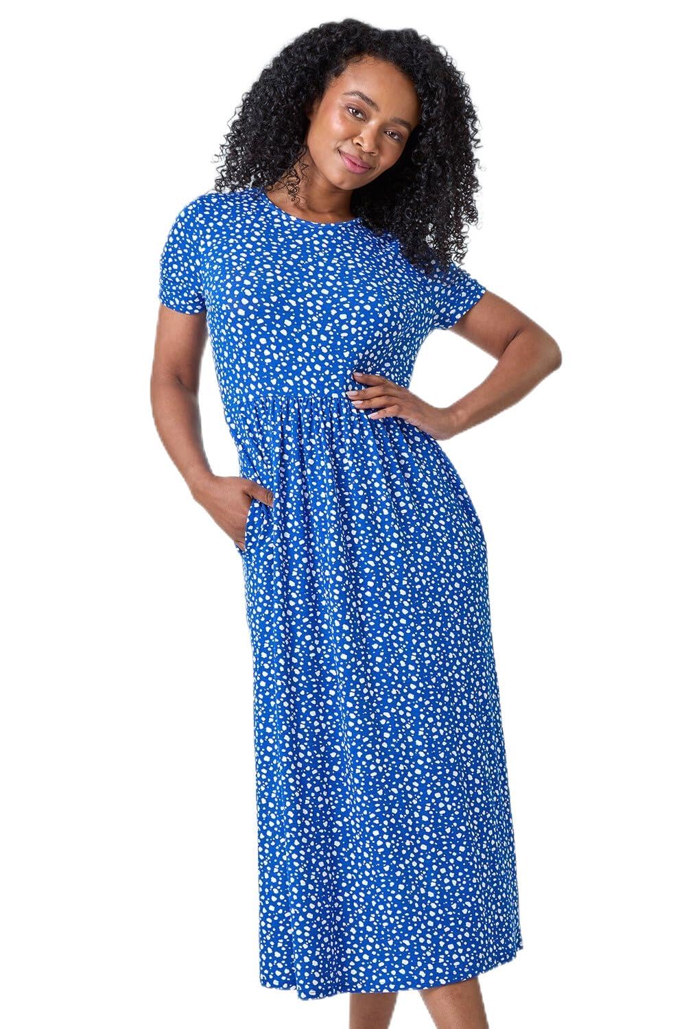 Roman Petite Spot Print Stretch Midi Dress