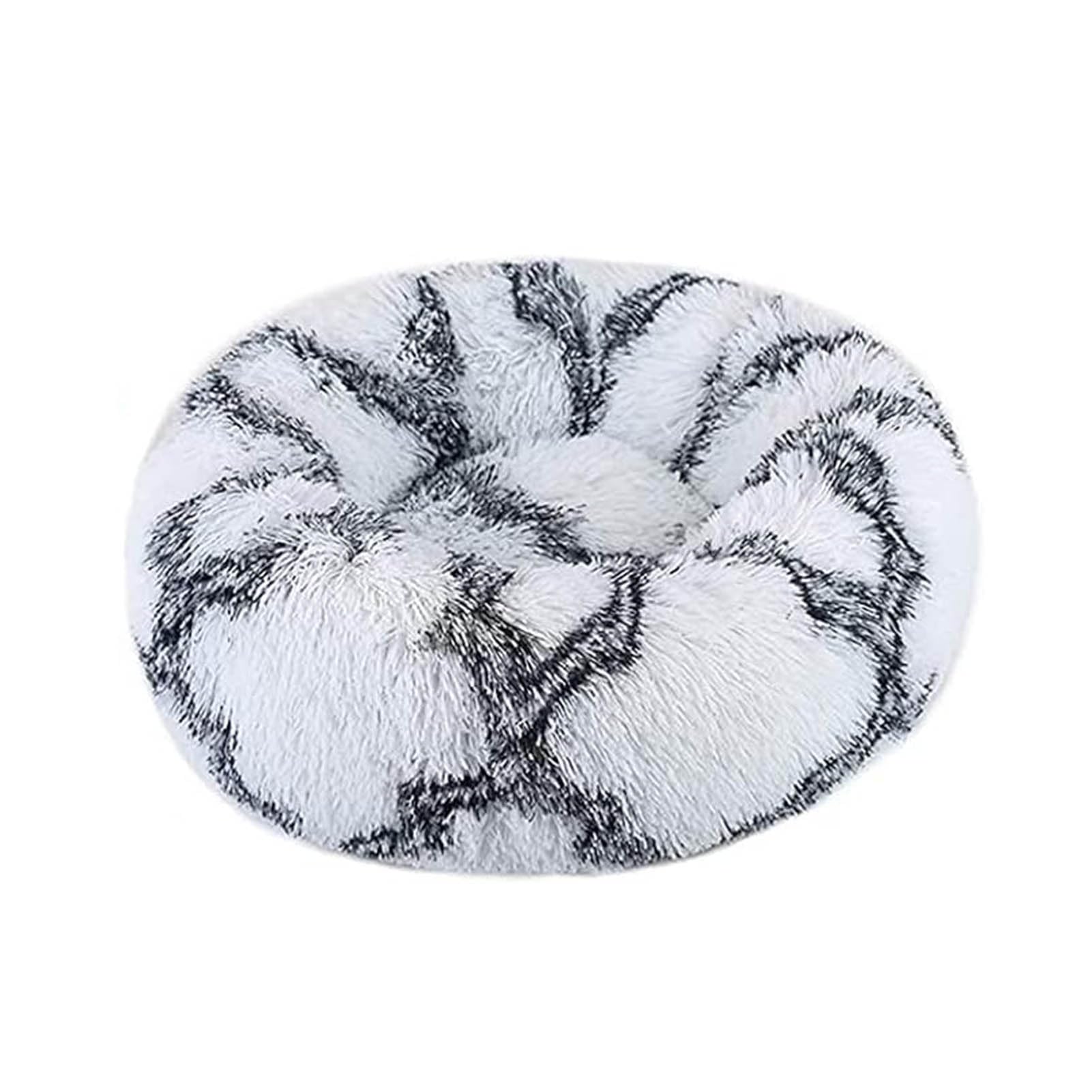 jiuzcare Hundebett Katzenbett rund flauschig, Hundebett waschbar, Katzenbett flauschig, Hundekissen für kleine Hunde und Katzen, Hundekörbchen weich (50 cm, Schwarz und Weiß)