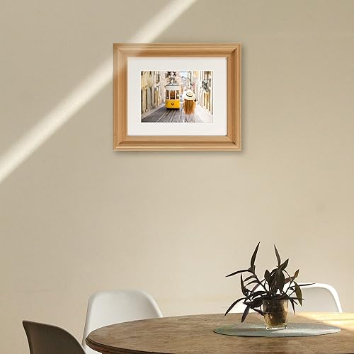 Vista 64 de GraduationMall Marcos de fotos de madera de 4 x 6, vidrio real, marcos de fotos para pared o mesa, juego de 2 Roble