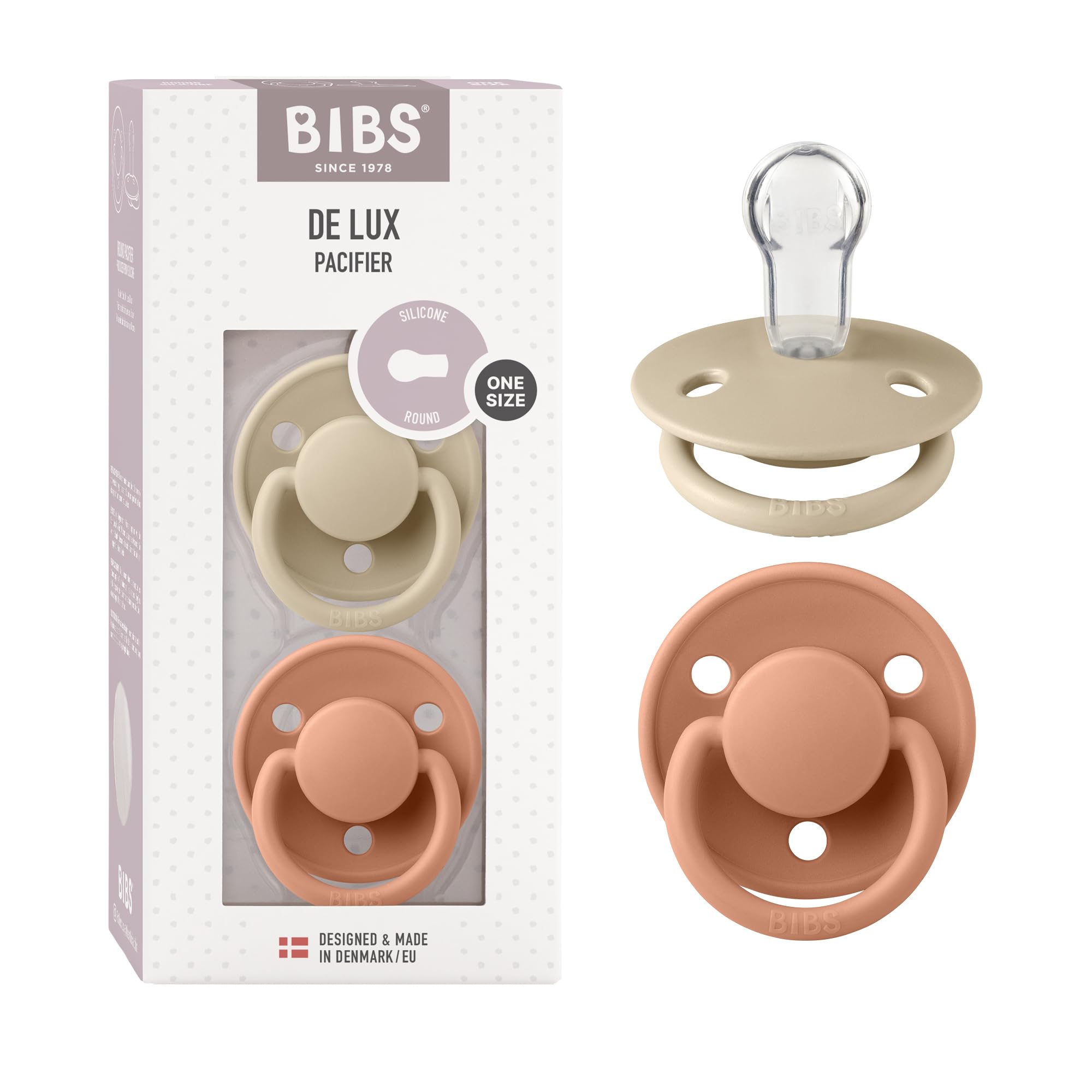 Bibs De Lux Liberty Dummies 2-Pack, BPA Free Dummy Pacifier, Round Nipple. Silicone, Made in Denmark, OneSize (0-36 Months), Eloise Baby Blue — view 25
