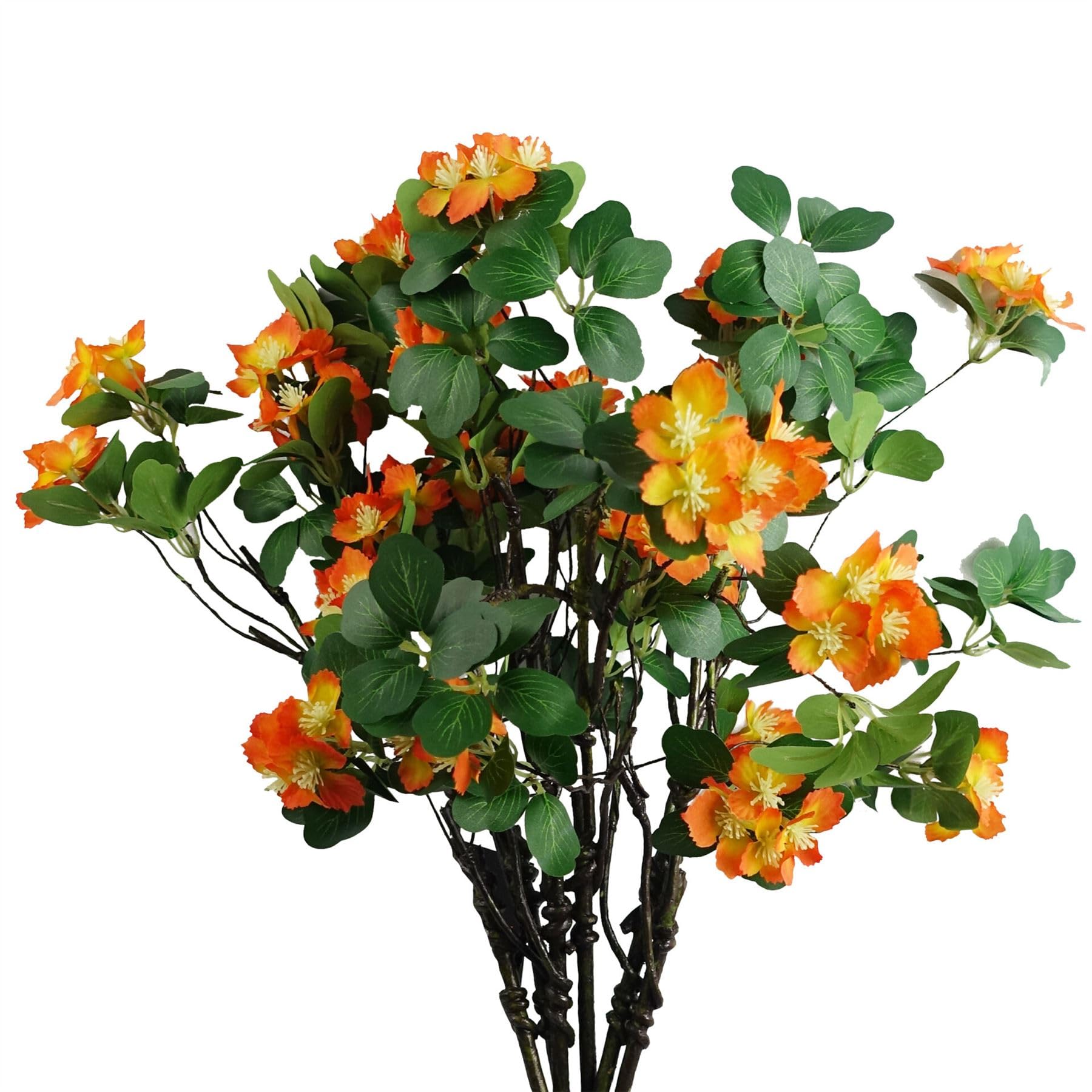 Leaf Orange Artificial Flower Spray - 60cm - Silk - 6 Pack
