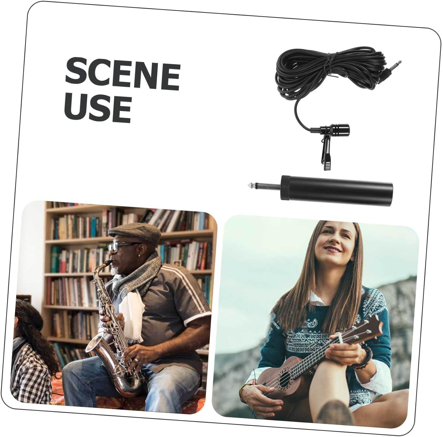 Kisangel Professional Wired Condenser Microphone for Instrument Performance 5m Cable Mini Metal Clip-On Mic for Saxophone and Erhu Omnidirectional Sound Recording