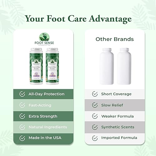 Miniatura 8 de FOOT SENSE Polvo natural para pies y zapatos, desodorante para pies, sin talco, eliminador de olores, desinfecta y desodoriza, de larga duración