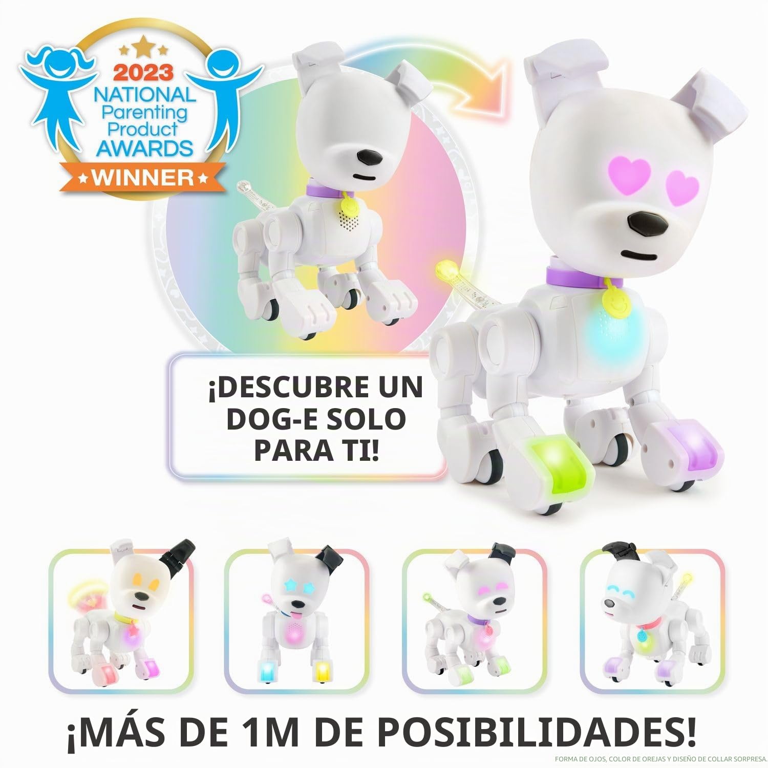 Perro Robot Interactivo Dog-E con Luces LED Coloridas, más de 200 Sonidos y reacciones, Conectado a una aplicación (a Partir de 6 años)