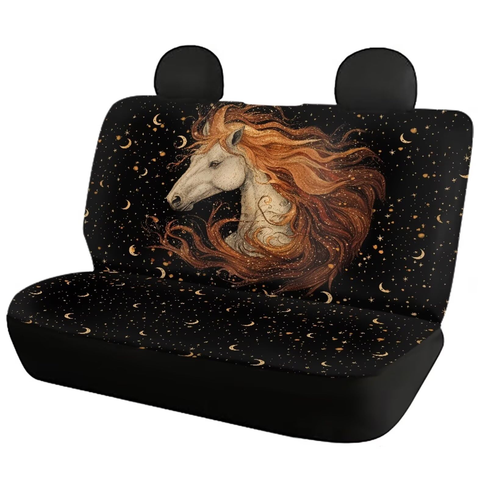 Howilath Western Horse Print Car Seat Cushion Cover Accessories Interior Decor, Elastic Soft Moon Front & Rear Seat Protectors for Men Women