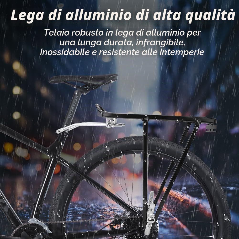 Portapacchi Posteriore per Bicicletta in Lega di Alluminio, Mountain Bike, Installazione Rapida, 24 Pollici
