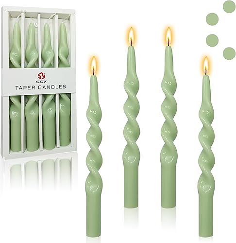 Miniatura 28 de Vela cónica en espiral torcida de 10 pulgadas, velas de colores sin perfume, velas altas sin humo para el hogar, vacaciones, boda, fiesta