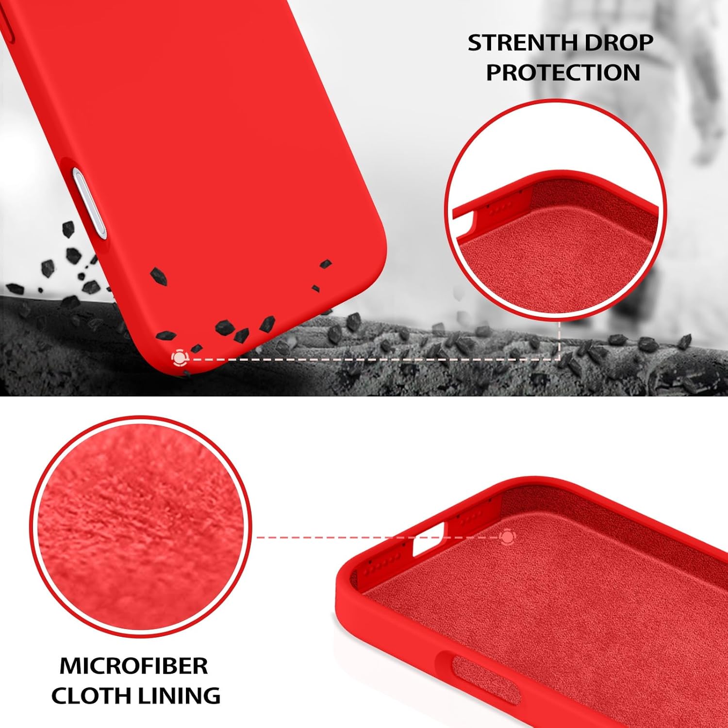DOMAVER Case for iPhone 16 Pro Max 6.9'' Smooth Liquid Silicone Soft Gel Rubber Microfiber Lining Cushion Cover Shockproof Protective Phone Cases Compatible with iPhone 16 Pro Max - Red - Image 5