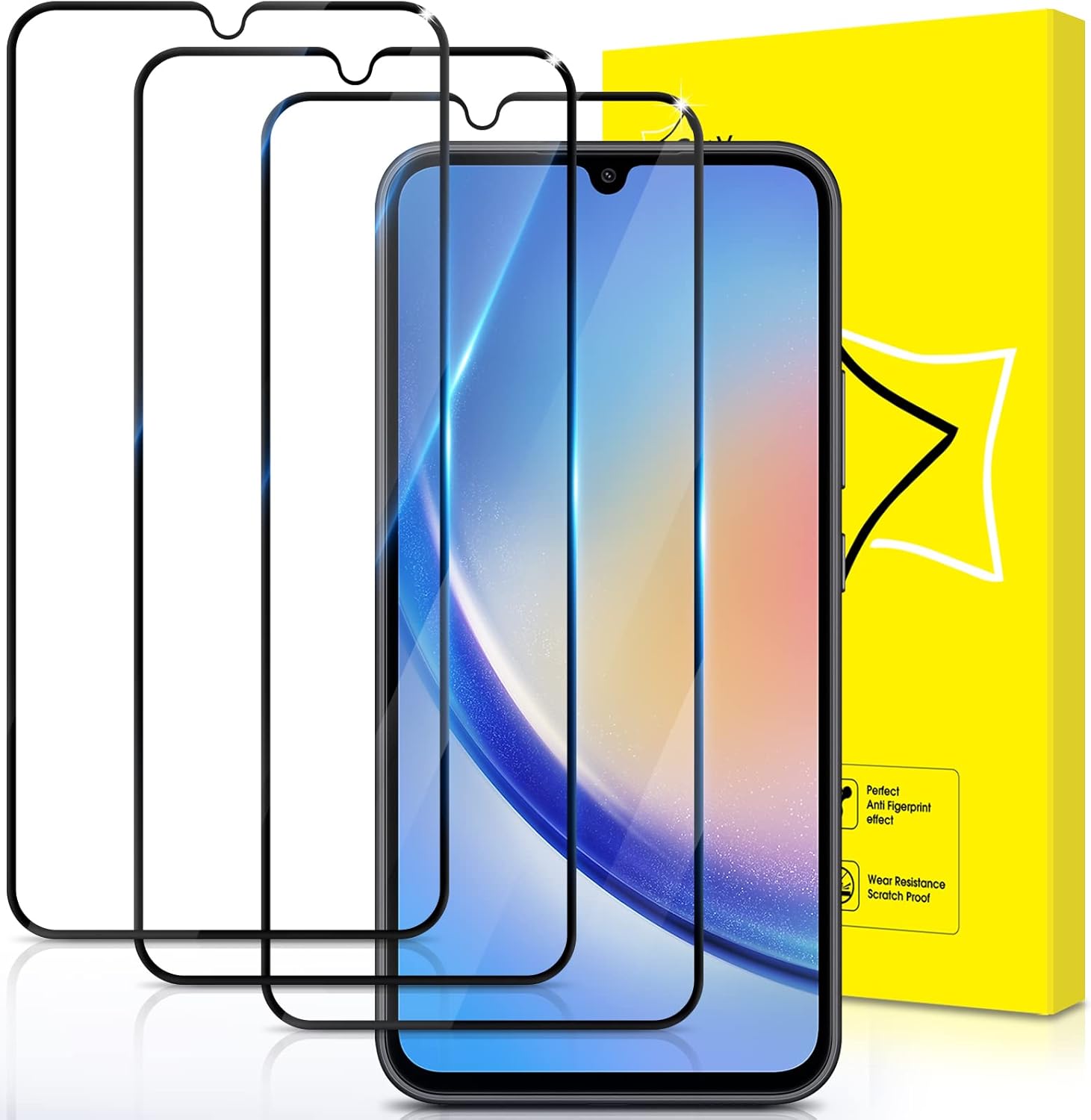 GiiYoon 3 PACK Screen Protector for Samsung Galaxy A34 Tempered Glass