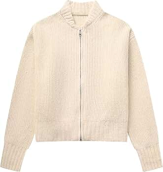 Perbai Womens Chunky Full Zip Up Cardigan Sweater Long