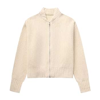 Perbai Womens Chunky Full Zip Up Cardigan Sweater Long
