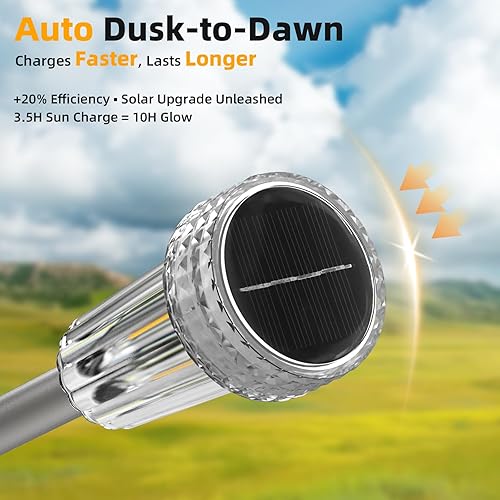 Miniatura 4 de DERAYSION Luces solares para exteriores, paquete de 8 luces solares impermeables para jardín, poste de acero inoxidable con forma de estallido de