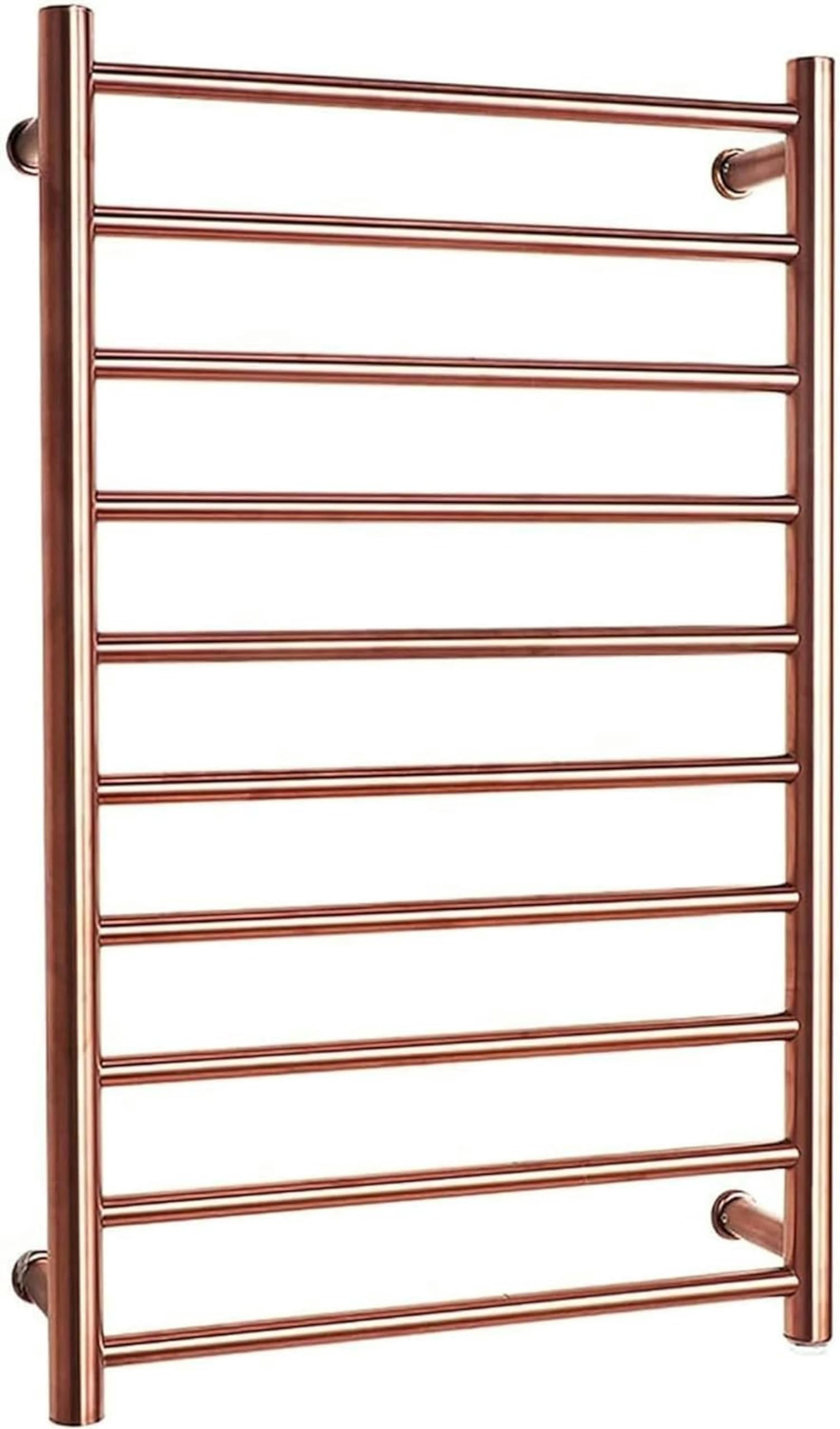 Sèche-serviettes électrique or rose 10 barres acier inoxydable pour salle de bain