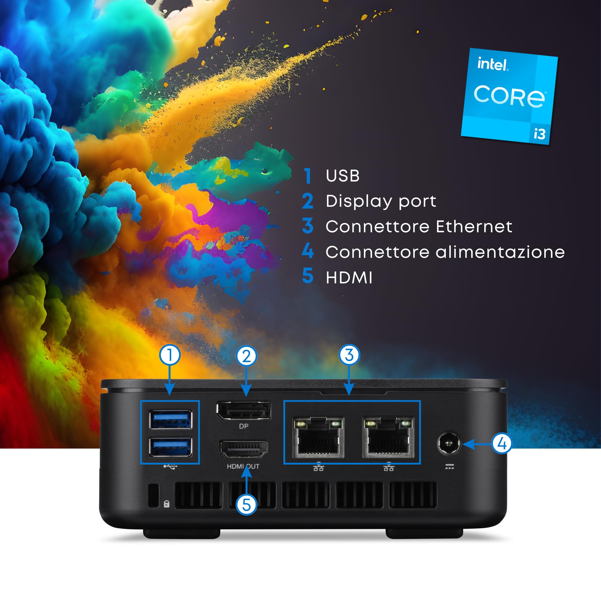 acer Veriton, Barebone Mini PC Intel Core i3-1315U 4.5 Ghz, Ram 16Gb SSD 512Gb, Lan Wi-Fi 6 HDMI, Pc Desktop Tiny Pronto all'uso con Libre Office, Windows 11 Pro