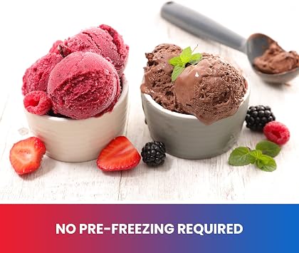 Total Chef Ice Cream Maker Factory Automatic & Electric 1.3 Quart (1.2L) White Make Easy Homemade Frozen Yogurt Sorbet Gelato with Fresh Ingredients No Salt or Pre-Freezing Needed