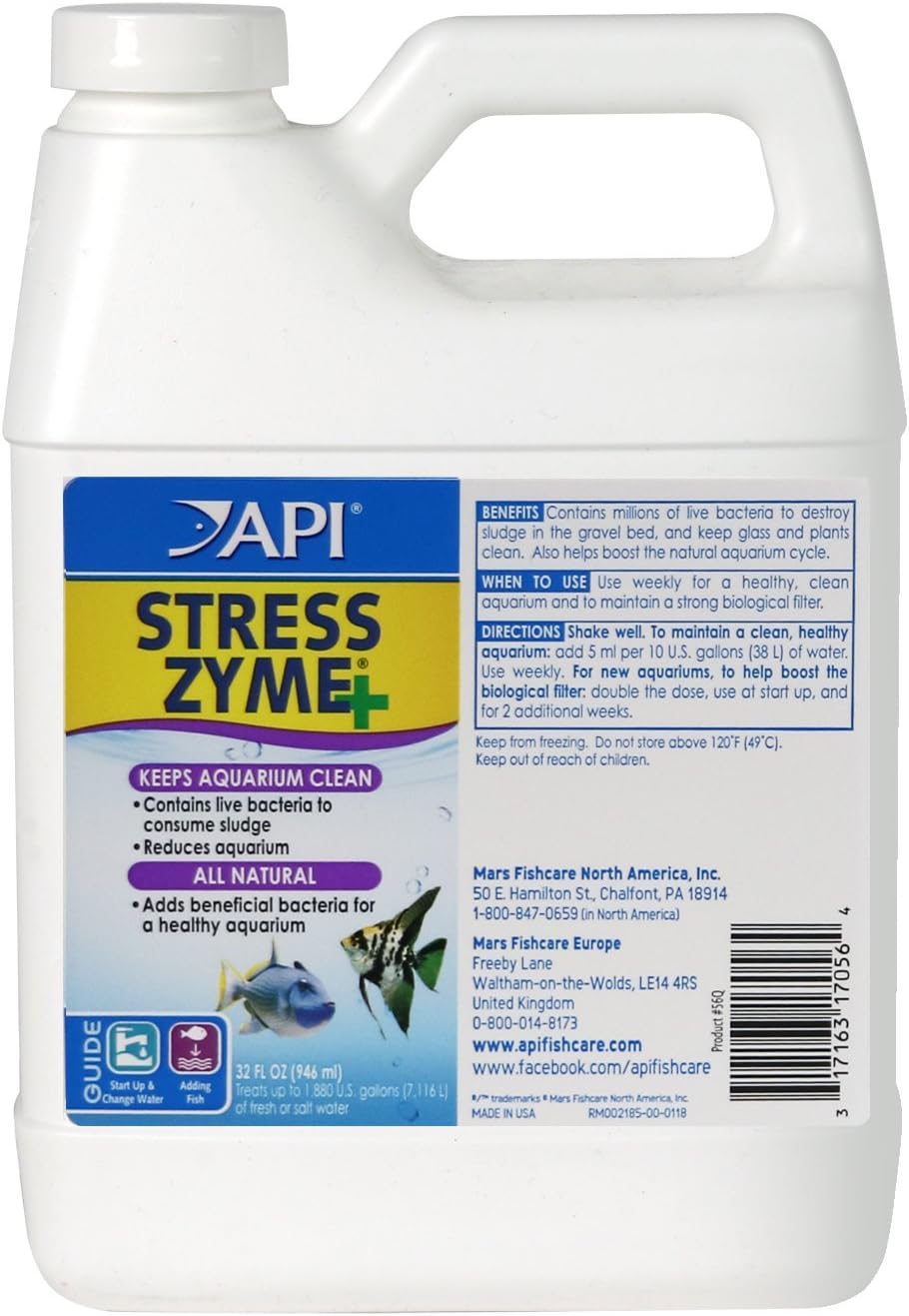 API Stress Zyme, Freshwater And Saltwater Aquarium Cleaning Solution, 950ml