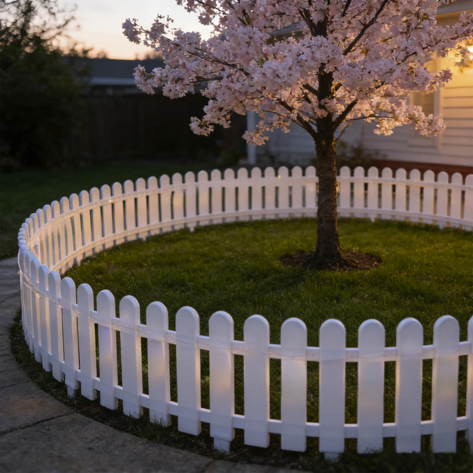 10Pcs Plastic Lawn Border Edge Fence,White Garden Picket Fence Edgings,Decorative Garden Ornamental Edging Border Lawn Picket Fence Landscape Path Panels,Weatherproof Border Edging (C)