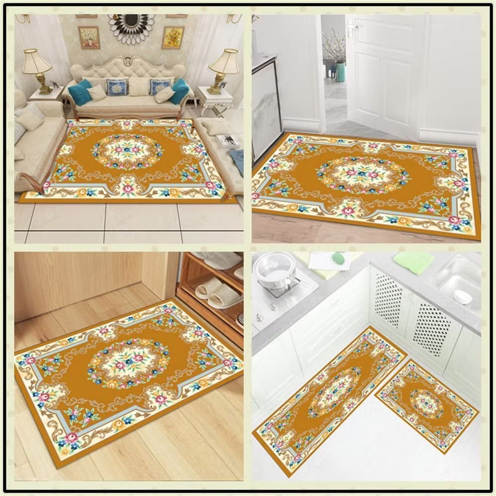 Motif floral jaune raffiné pour ce tapis de meuble chambre enfant style chinois