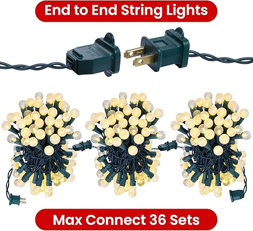Miniatura 6 de Lycklig Luces de Cadena con Globos, 70 Luces LED de Bolas Mixtas Enchufables con Certificación UL, Luces de Árbol de Navidad de 19 Pies, Luces de