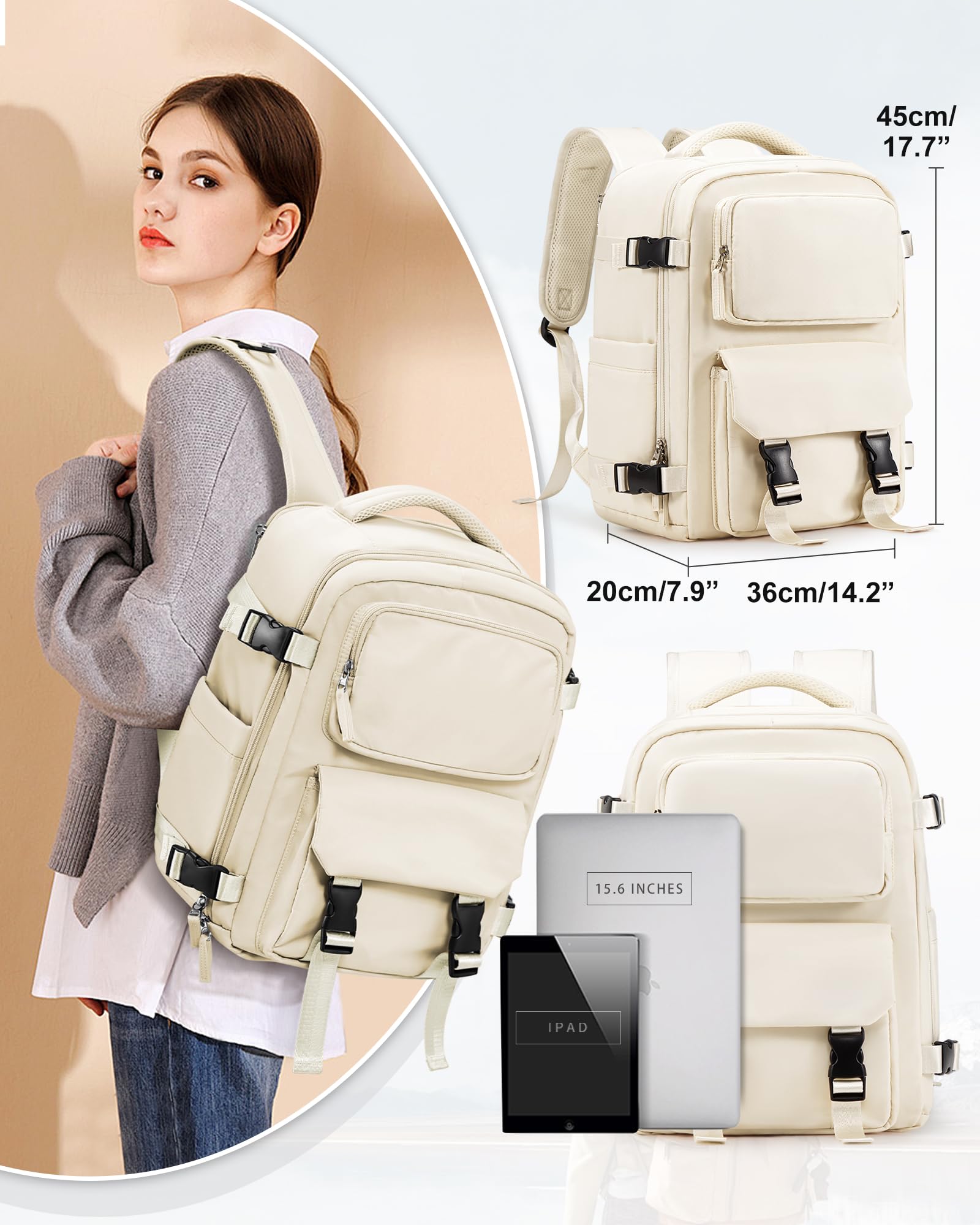 BJLFS Borse da Cabina per Ryanair 40x20x25 Bagaglio a Mano Zaino Borsa Zaino da Viaggio, Zaino da trekking,da uomo, zaino casual per laptop da 14 pollici per scuola con porta di USB