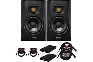 Adam Audio T8V Powered Studio Monitors Bundle with Isolation Pads and FocusProAudio Cables