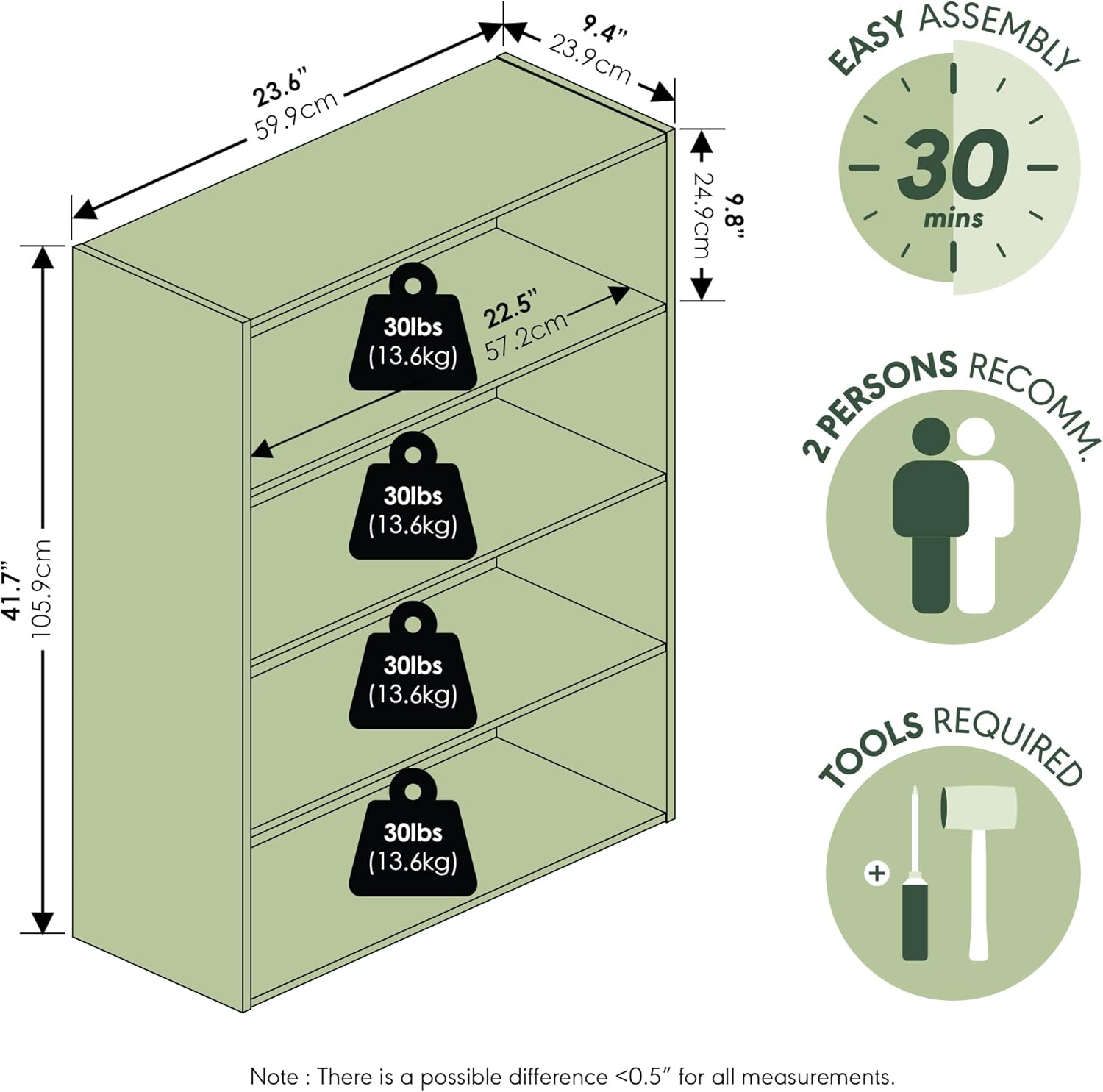 Furinno PASIR Book Shelf, 4-Tier Bookshelf, Bookcase with Open Shelf, 9.4 x 23.6 x 41.7, for Living Room, Bedroom, Home Office, Espresso - Image 4
