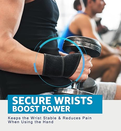 Miniatura 2 de HiRui Paquete de 2 muñequeras muñequeras, correas de compresión de muñeca para trabajo, fitness, tenis, levantamiento de pesas, tendinitis,