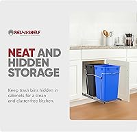 Vista 5 de Rev-A-Shelf Bote de basura extraíble para armarios de cocina, contenedor de reciclaje de basura de 27 cuartos de galón con rieles de extensión