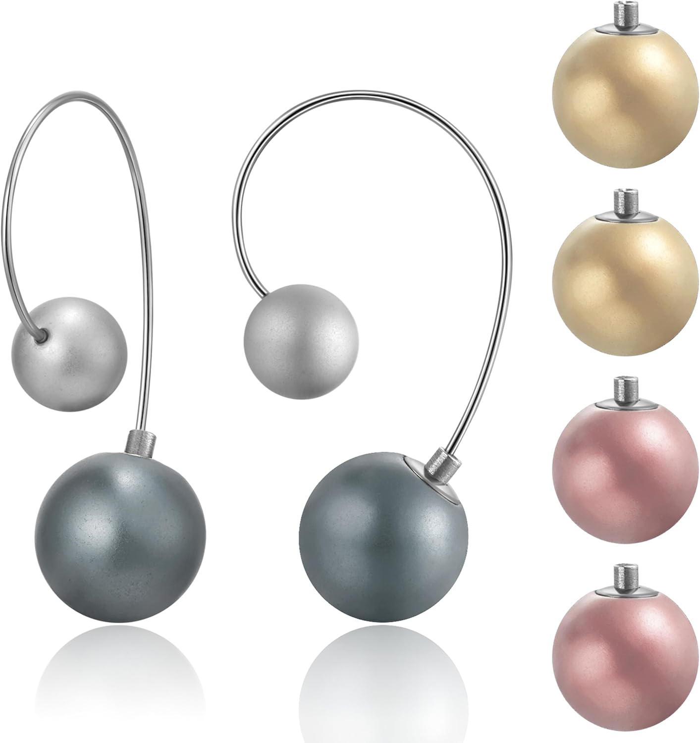 Colorful Ball Drop Dangle Earrings Set for Women, 6/16 Pcs DIY Replaceable Beads, Lightweight Titanium Ear Hooks, Hypoallergenic and Colorfast, Suitable for Jewelry Gifts