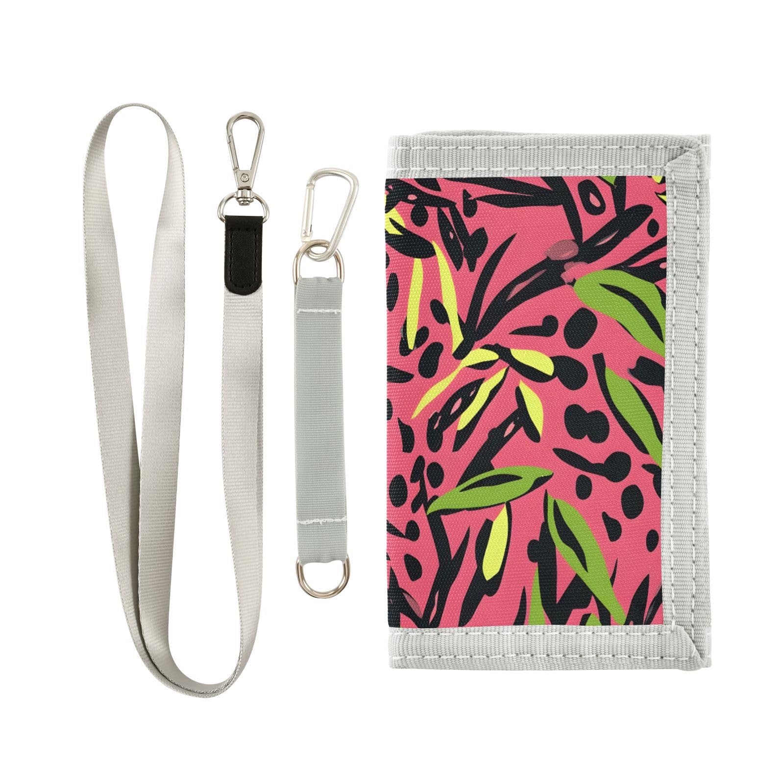 zyrtty Kids Wallets for Boys Girls Ages 4-18 Trifold, Leopard Print Green Pink Wallet with Zippered Coin Pocket and Card Holders, Novelty Wallet for Childrens Birthday Gifts