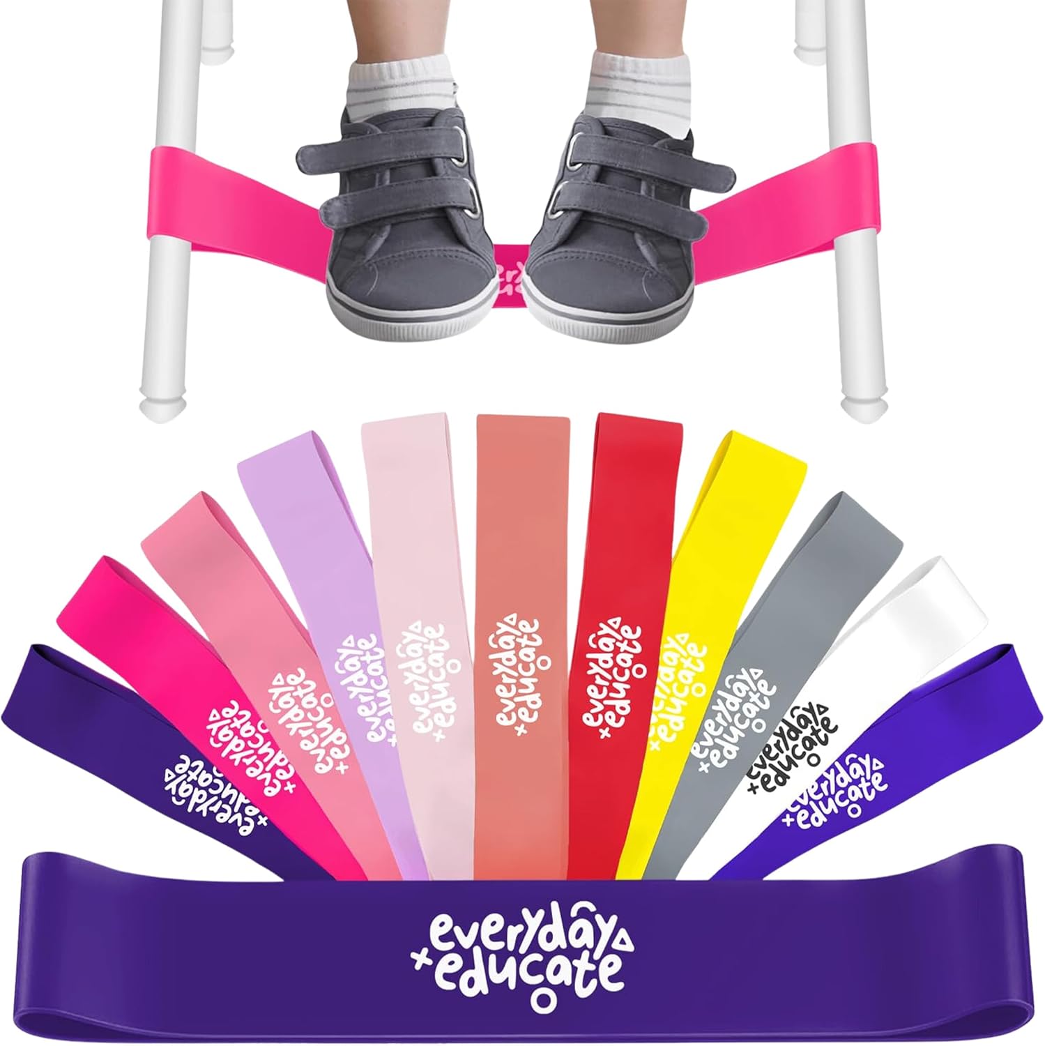 Chair Bands with Fidgety Feet – 12 Pack Anti Slip Chair Bands for Classroom Chairs, Feety Bands, Sensory Flexible Bands, ADHD Chair Bands for kids - Anti-Snap Bands for Desk and Seats Multicolor