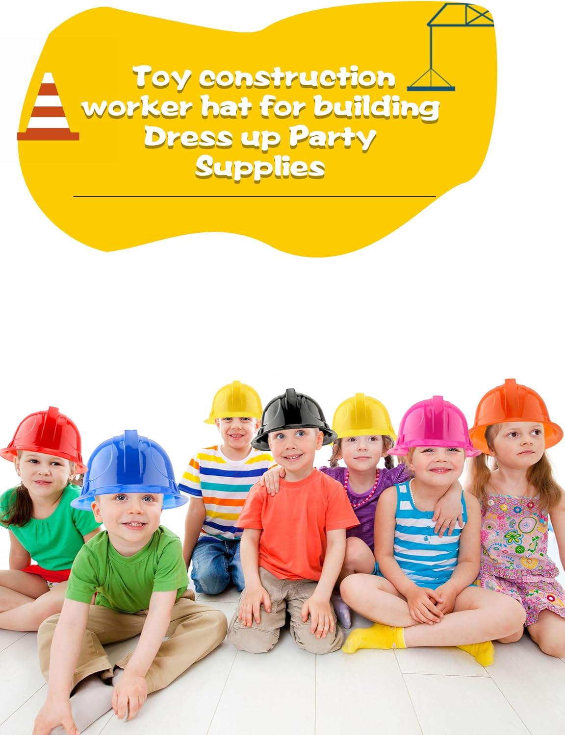 30 Pieces Kids Toy Construction Hat Colorful Plastic Worker Helmet Construction Worker Hard Hat for Boys Girls Dress Up Construction Party Supplies, 6 Colors - Image 7
