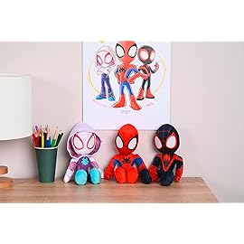 Disney Spiderverse Ghost Spider Action Figure Soft Toy with Glow in The Dark Eyes, Multicolor, One Size, 25 cm