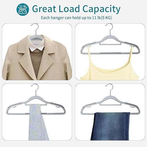 Miniatura 5 de ABHENG Perchas para abrigos, paquete de 50 perchas de plástico resistentes, perchas duraderas con diseño antideslizante, gancho giratorio de 360,