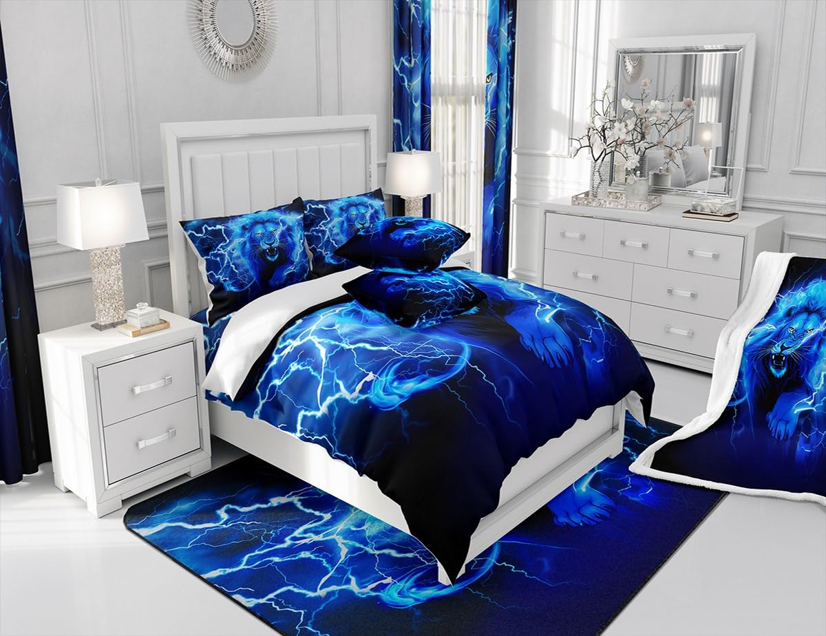 Wild Lion King & Queen Bedding Set - 3D African Animals Comforter Cover Twin Size With Pillowcase - View #9