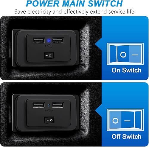 Miniatura 3 de Interruptor de encendidoapagado, salida USB, 4.8A, 12V, 24V, toma de corriente USB dual, enchufe de cargador de pared para autobús, barco, vehículo