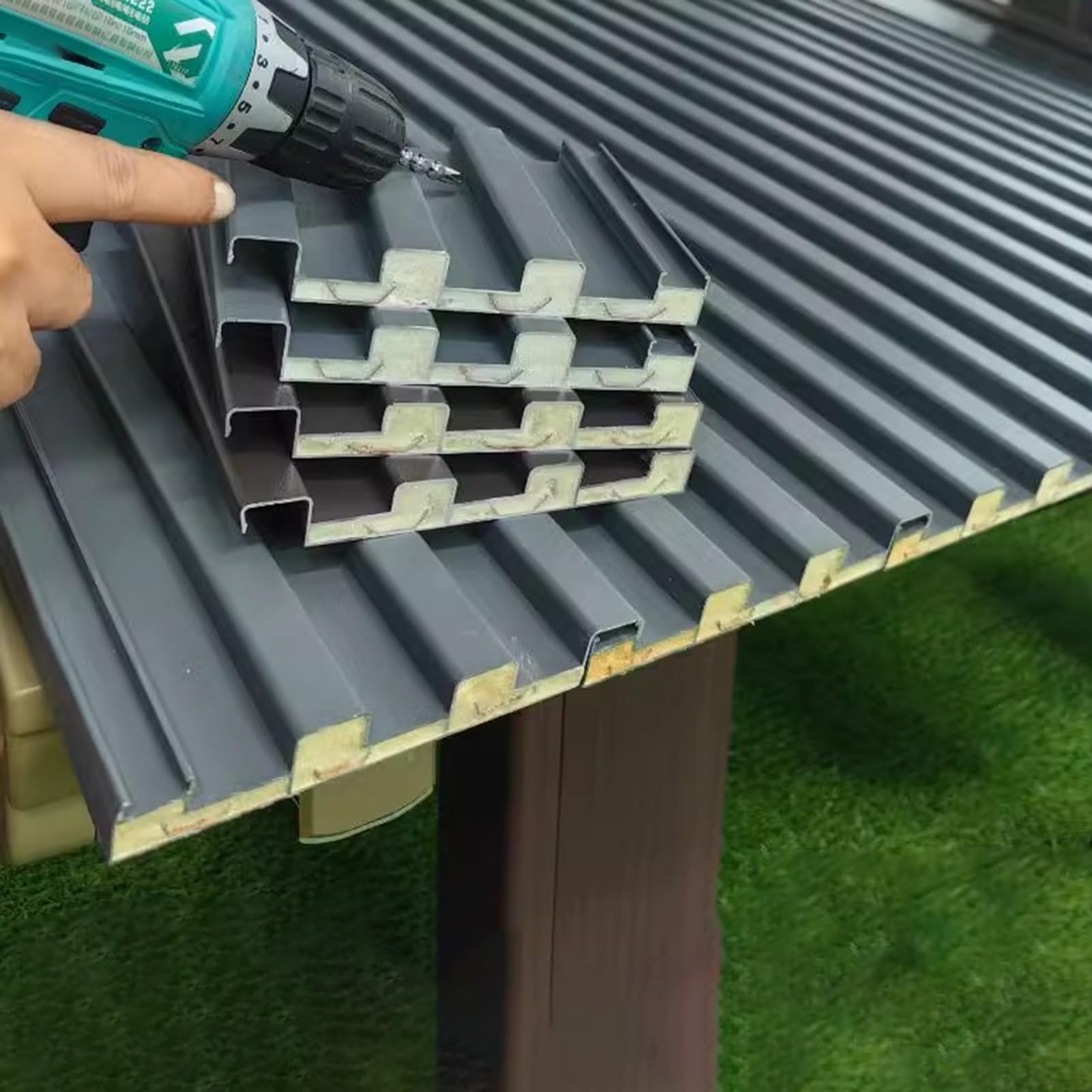Roofing Sheets Metal Panels with Polycarbonate Fill, All-Weather Waterproof Corrugated(Grey,1.3m/4.3ft)