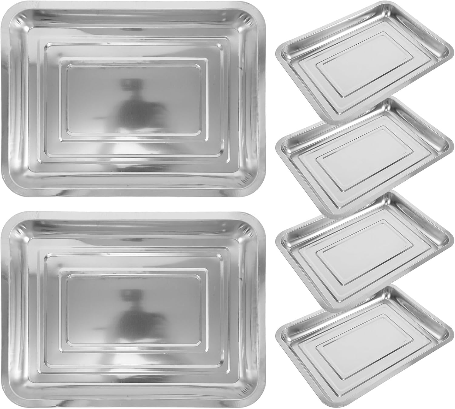 6pcs Stainless Steel Seedling Trays for Plants with Water Catcher, Indoor Germination Propagation Box, Sturdy 36×27×4.8cm Nursery Trays for Balcony and Greenhouse Use