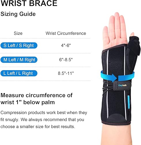 Miniatura 2 de Cozyhealth Muñequera con férula espica para el pulgar para tenosinovitis de De Quervain, dolor en el túnel carpiano, estabilizador para tendinitis,