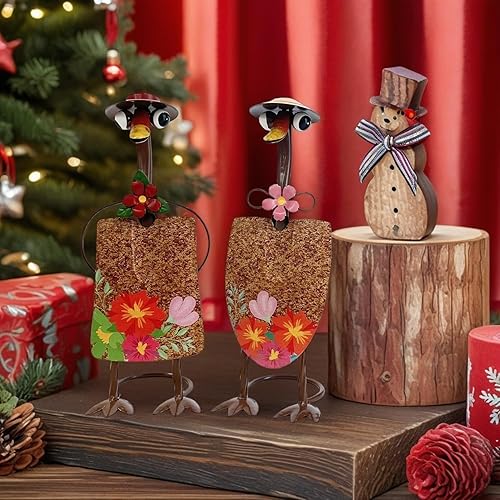 Miniatura 7 de HONGLAND Arte de metal de pato para patio, decoración de jardín de pareja de patos, adornos de pala para exteriores, paquete de 2 unidades, regalos