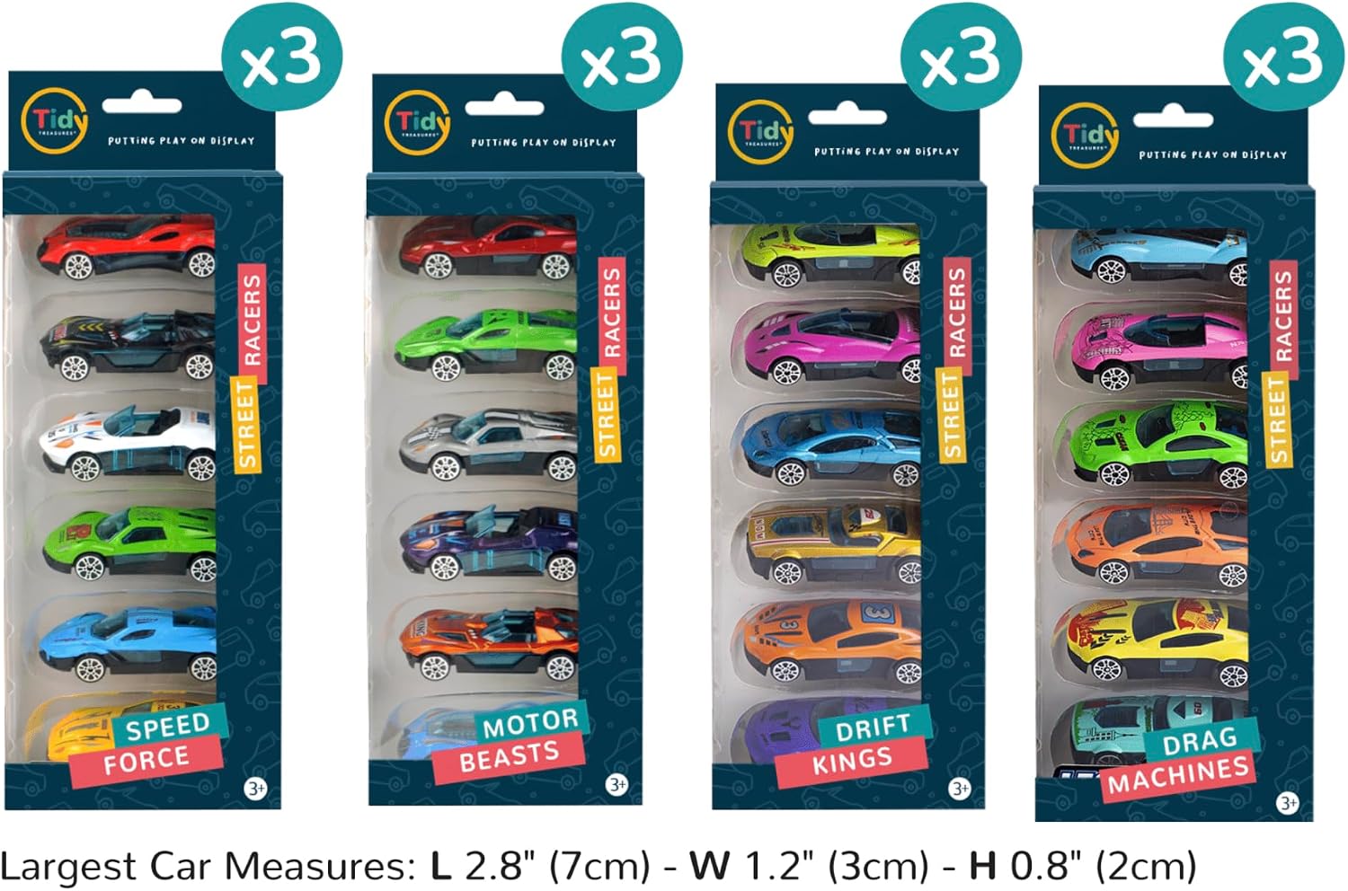 72 Toy Cars 1:64 Scale - Diecast Alloy - Similar Size to Standard Hot Wheels Matchbox Disney car - First Responders Bundle (010. Street Racers Bundle)