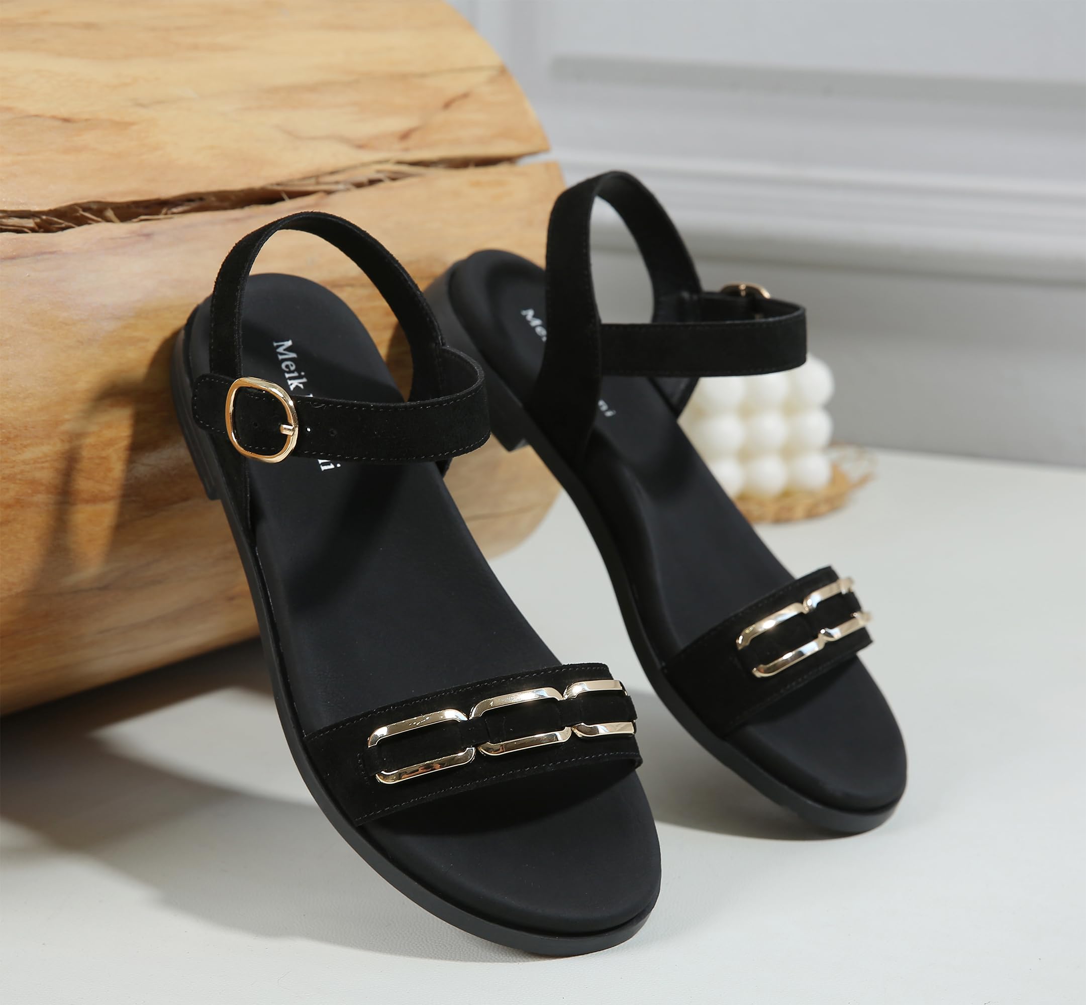 Meik Mangni sandales femme été confortable Léger Antidérapantes Plate Chaussures Réglables Chevilleet Bout Ouvert Décontractées Chaussure,36-42 EU