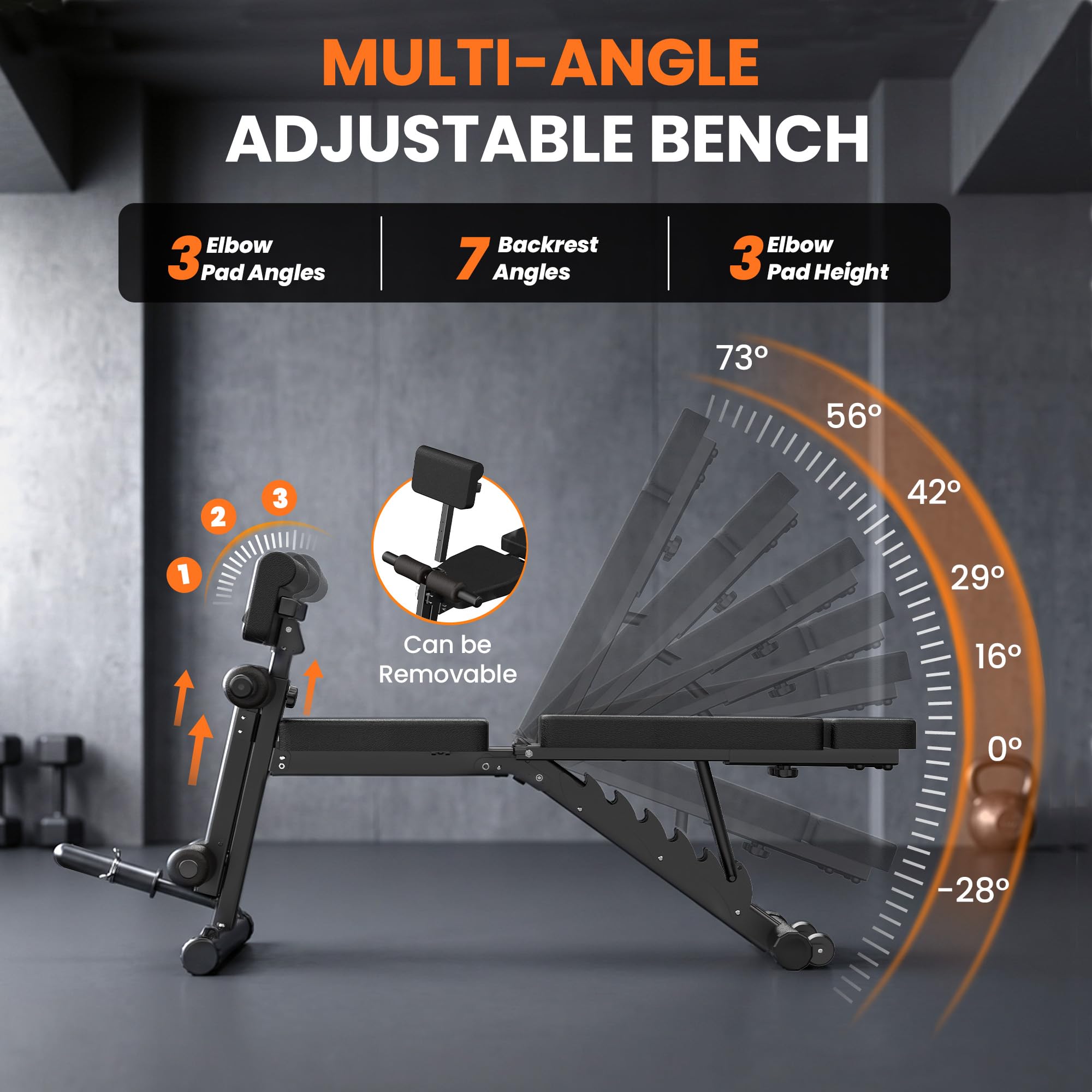 Adjustable Workout Bench, Weight Bench for Home Gym, Preacher Curl Bench with Leg Extension for Full Body Training Fitness, Foldable Incline Flat Decline Sit Up Bench Equipment for Bench Press Dumbbell Exercise with Wheels