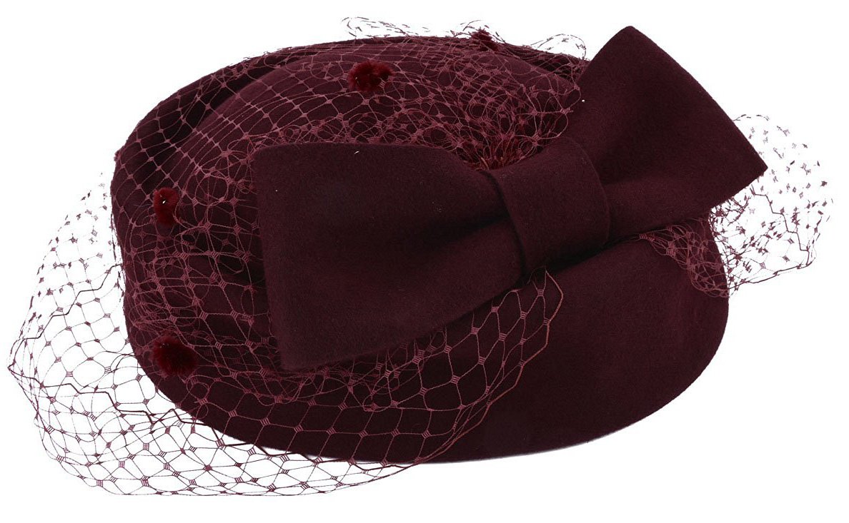Pillbox Hat Fascinator Beret Wedding Party Top Hat Church Wool Hat for Women
